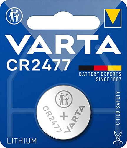 VARTA Batterien Knopfzelle CR2477 1 Stück Lithium Coin 3V kindersichere Verpackung für elektronische Kleingeräte - Autoschlüssel Fernbedienungen Waagen