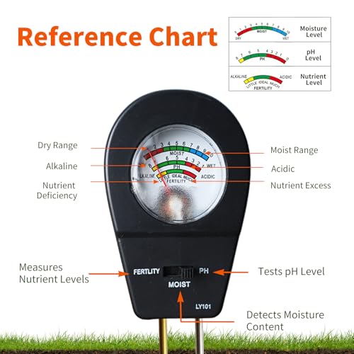 Soil Test Kit, ph Soil Tester for Garden Soil - 3-in-1 Digital Soil Moisture Meter, Soil pH Meter & Fertility Soil Tester for Indoor & Outdoor Garden, Farm, Patio, Lawn,Black - Image 4