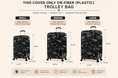 Image of Printed Luggage Cover for Traveling Bag & Suitcase - Stretchable & Scratchproof Trolley Protector with Velcro Lock & Lightweight Washable Material(Suitcase Not Included, Only Cover in Product)
