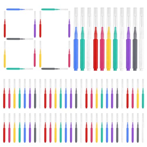 Set de Cepillos Interdentales, 80 Piezas - 8 Colores con Protectores - Para Higiene Dental Diaria - Cepillos Interdentales Desechables