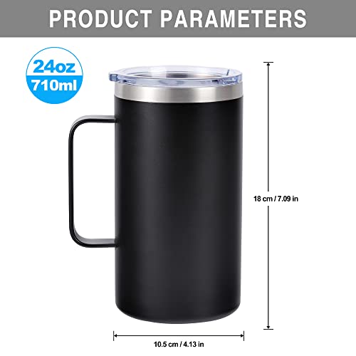 NymphFable 710ml Negro Taza termica Doble Pared Acero Inoxidable Vaso Termico Cafe con Tapa y asa Vaso Termo Cafe para… - Imagen 3