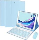 Galaxy Tab A8 2022 Case with Keyboard and Mouse, Detachable Magnetic Keyboard Case with Mouse and S Pen Holder for 10.5' Galaxy A8 Model SM-X200/X205/X207 Tablet (Sky Blue)