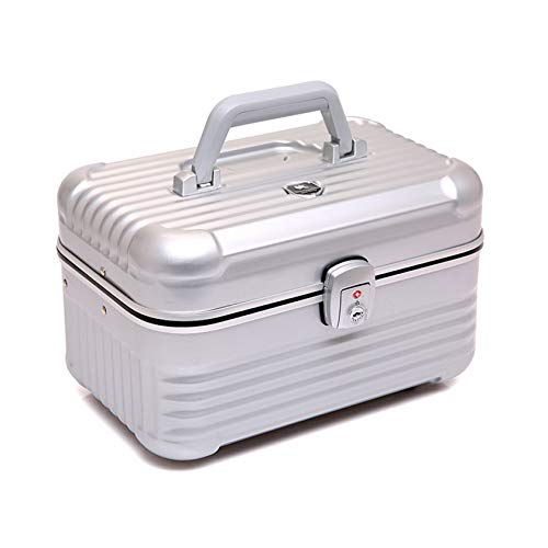 Preisvergleich Produktbild Kosmetiktasche-Kosmetiktasche Professionelle Tragbare Kosmetiktasche Aus Aluminium Mit Großer Kapazität Kosmetische Aufbewahrungstasche Tragbare Reise (Color : Silver, Size : 33x21x20cm)