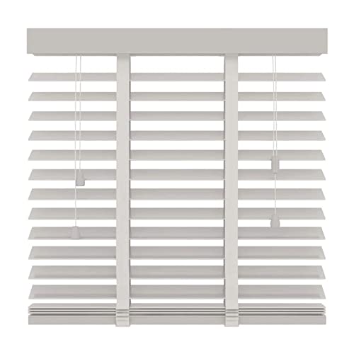 Persiana veneciana de madera maciza, persianas venecianas horizontales de madera, persianas venecianas opacas blancas, persianas horizontales con listones de 50 mm, opacas, 130 x 175 cm