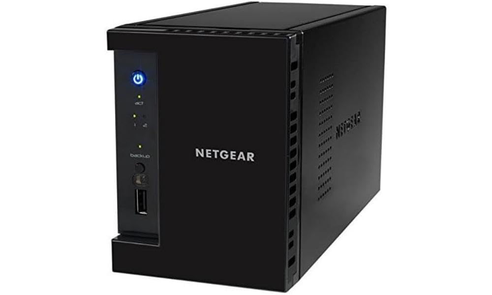 Netgear RN212D23-100NES ReadyNAS Serie 210 Storage Desktop da 6 TB con 2 Dischi da 3 TB di Classe Desktop, Processore Quad Core da 1.4 GHz, 2 Porte Gigabit, 3 Porte USB e 1 eSATA, Nero