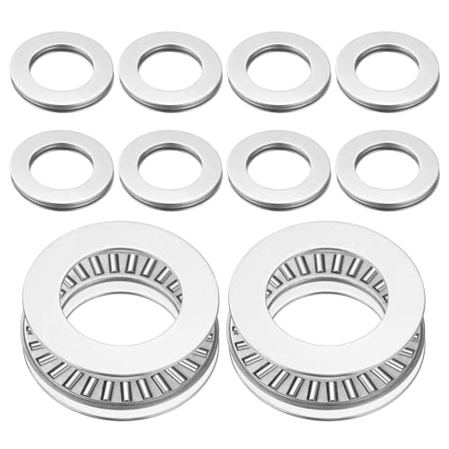 sourcing map 10 Sets NTA1423 Thrust Needle Roller Bearings with 20 Washers, Chrome Steel Needle Roller Bearings, ID 7/8", OD 1-7/16", Thickness 1/8"