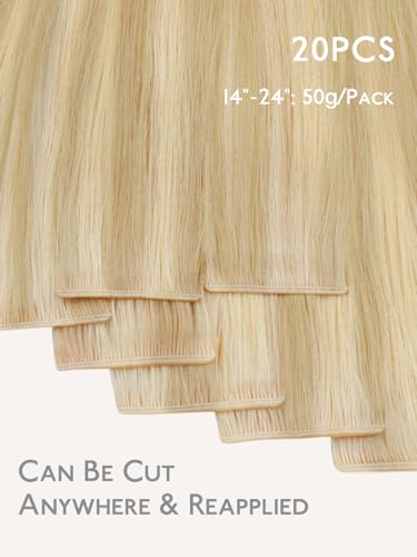 Image of WENNALIFE Genius Tape in Hair Extensions Human Hair, Invisible Tape in