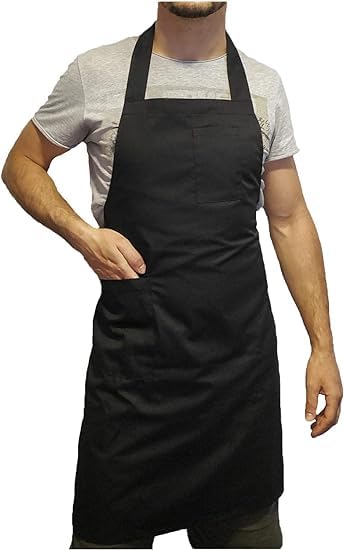 tessile astorino Grembiule da Cucina Nero 10pz Ricamo Gratuito per Bar Ristorazione Albergo Barista Cameriere Divisa da Lavoro Uomo Donna Made in Italy