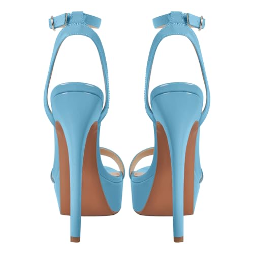 Image of Platform Stiletto High Heels for Women, Round Open Toe Ankle Strap Sexy Heeled Sandals for Wedding Party Dress
