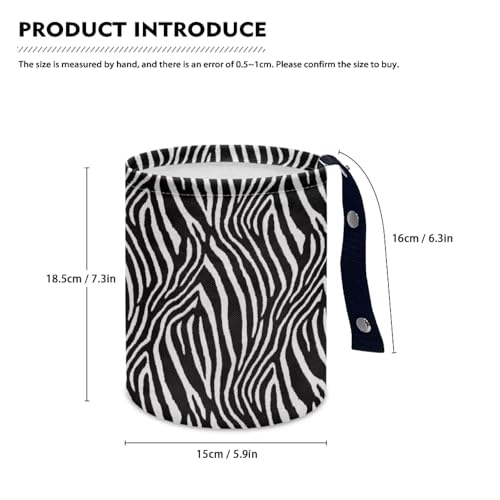 Image of Portable Zebra Stripe Dustbin Bin Waste Basket Car Accessories Interior Easy to Clean Collapsible Car Trash Can Collapsible Small Trash Can