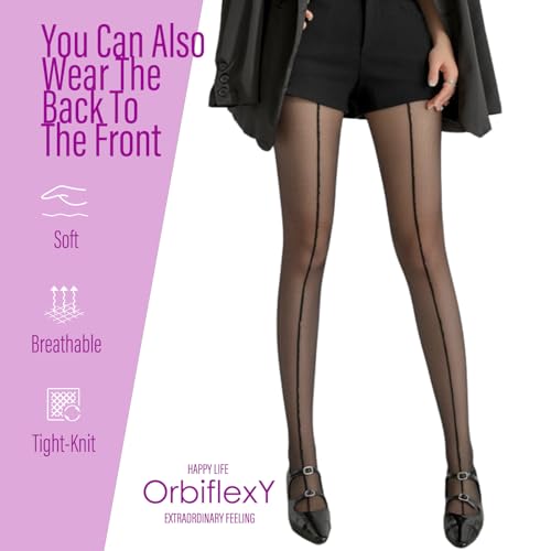 Women's Backseam 15D Sheer Tights, Control Top Pantyhose Seamless Silky Tights for Nightclub Date Night3