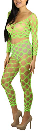 Image of ToBeInStyle Women's Spandex Multi Net Fishnet Set Rave Novelty Party Crop Top & Tights