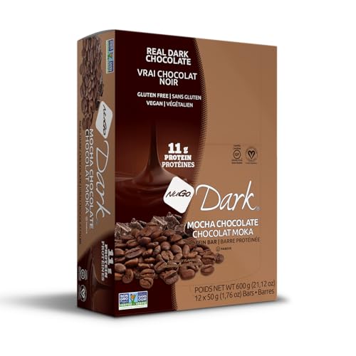 Image of NuGo Dark Chocolate Mocha, 11g Protein Bar, Vegan, Gluten Free, Non-GMO, Kosher Pareve, 12 Count