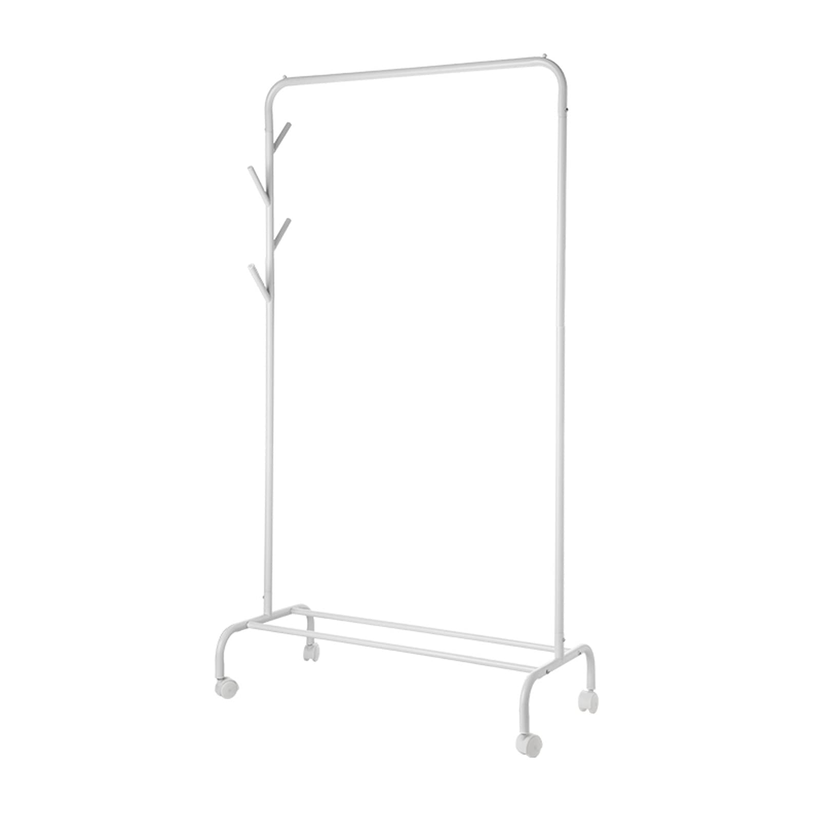 Heavy Du Metal - Appendiabiti autoportante Hanr con ripiano Sto e 4 rotelle, appendiabiti multifunzione per camera da letto e ingresso, bianco, 86 cm