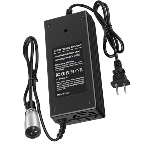 42V 2A 3-Pin Male XLR Charger for Razor MX500, MX650, GT GT750, Izip I600 I750 I1000 Mongoose M750, Currie, Schwinn S1000, S600,ST1000, Ezip E1000, X-Treme X-600,Quick Charger for 36V Lithium Battery