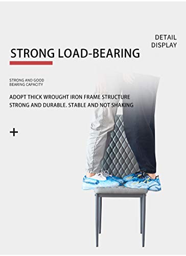 Jt Modern Minimalist Dining Chair Fireproof Leather Sprayed Metal Pipe Diamond Grid Pattern Restaurant Home Conference Chair Set Of 4 Or 6 (4, Black) #TOP6