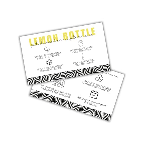Lemon Bottle Fat Dissolver Aftercare Instruction Cards | 50 pk 2x3.5” Liquid Lipo Facial Consent Injection Card Clients Wallet Post Pre Treatment