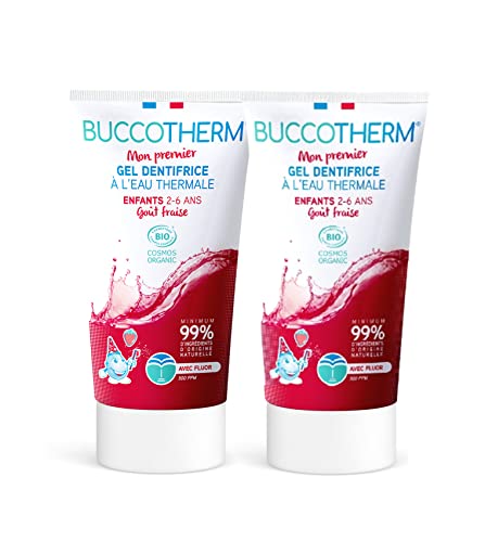 BUCCOTHERM | [Gel Dentifrice Protection Enfant 2/6 ans] | Goût Fraise | Certifié Bio | 100% d’ingrédients d’origine naturelle | Lot de 2 - 2x50 ml Cover