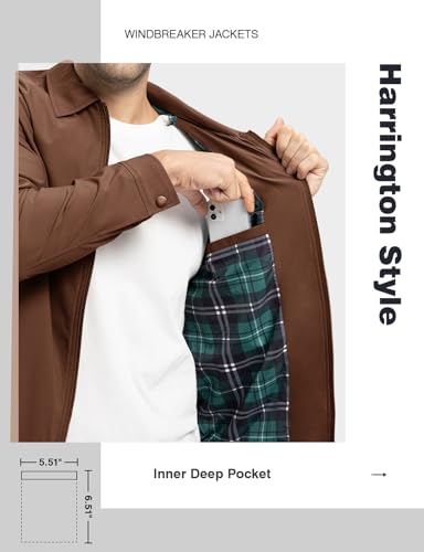 Image of TBMPOY Mens Lightweight Jackets Light Windbreaker Full Zip Casual Work Jacket Golf Business Fall Track Coat with Pockets