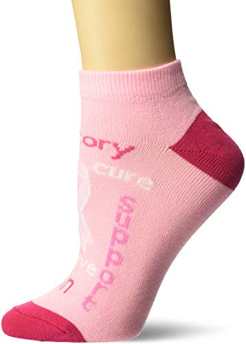 K. Bell Women's Novelty Fashion Athletic No Show Socks, Pink (Pink Ribbon), Shoe Size: 4-10