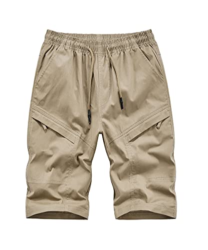 Btmpmcs Pantalones Cortos para Hombre Verano Pantalón Corto de Carga Algodón Bermuda Deporte Shorts Casual Chino con Varios Bolsillos Moda Cómodo de Playa Shorts con Cintura Elástica