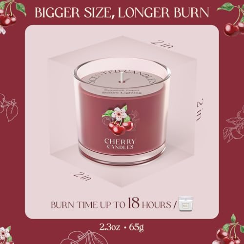 Image of CHILLFLAME Cherry Candle, Scented Candles Gifts for Women, Candles Gift Set for Her, 6 Scented Votive Candles, Birthday Gifts for Women /Men (Red, 14 oz)