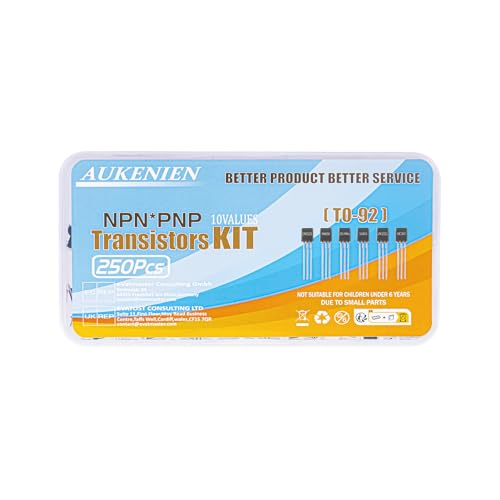 Aukenien AKN-BJT Transistor Assortment Kit 10 Values 250Pcs Npn Pnp Power General Transistors 2N2222 2N2907 2N3904 2N3906 A1015 Bc327 Bc337 C1815 S8050 S8550 To-92 thumb #6
