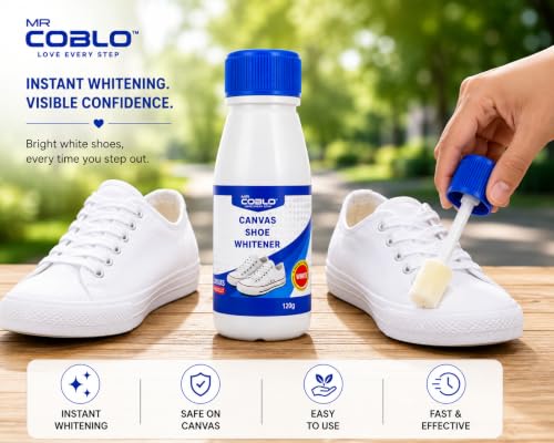 Image of Canvas Shoe Whitener 120 ml White Shoe Polish Cleaner for Canvas, Sneakers & Sports Shoes | Instant Whitening & Stain Cover | Easy Applicator Bottle