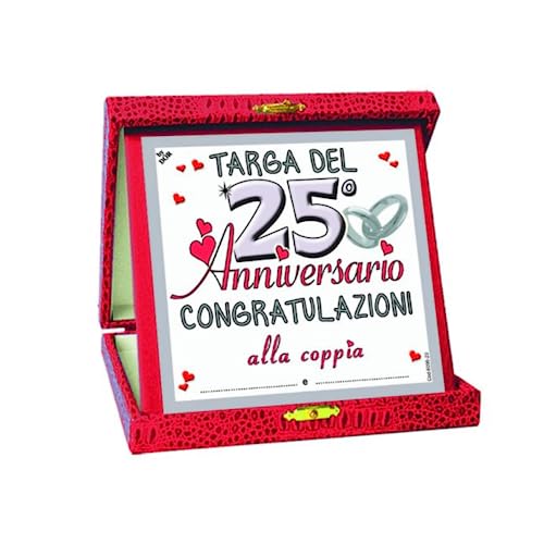 TARGHETTA 25 Anni di Matrimonio Gadget Nozze d'Argento - Targa del...