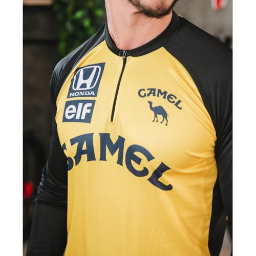 Camisa de Ciclismo Masculina Manga Preta e Amarela Proteção UV Slim Confortável Pro Bike (BR, Alfa,