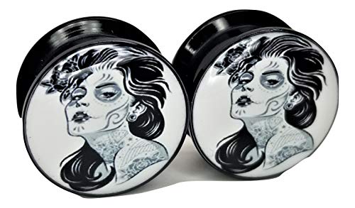 Bouchons d'oreille acrylique motif tête de mort en sucre léger et lisse