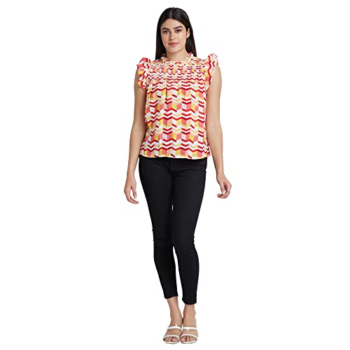 Image of Globus Women Blue Self Design Square Neck Fitted Top