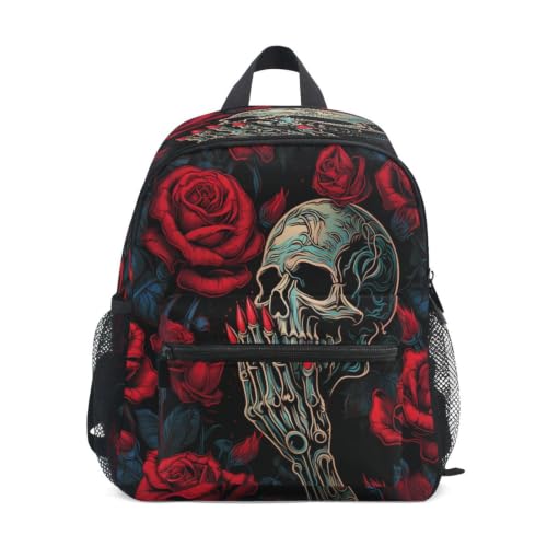 Sac à dos enfant crâne ruban rose rouge cartable école maternelle 3-8 ans