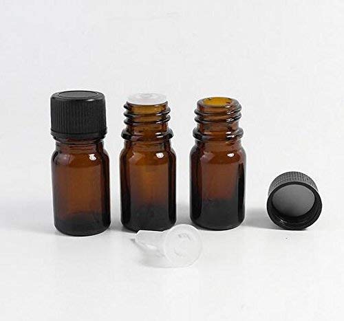 6Pcs Amber Glass Essential Oil Bottles with Orifice Reducer and Black Cap Empty Cosmetic Perfume Aromatherapy Storage Container Vial Pots Portable Refillable size 20ml/0.67oz3