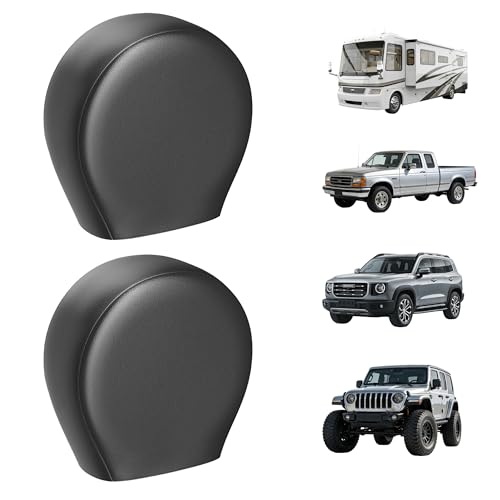 Image of Moonet PU Thickening Leather Tire Wheel Covers 2 Pack- Tough Tire Wheel Protector for Truck,SUV,Motorhome,Camper,Trailer,RV - Universal Fits Tire Diameters 40-42 inches,Black