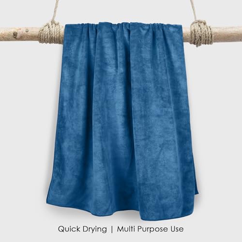 Image of HOUSSE Premium Microfiber Bath Towel - Extra Large 75x150cm Quick Dry Towels for Women Men & Kids | Super Soft Plush 550 GSM | Ultra Absorbent for Home Swimming Sports & Travel (Ink Blue)
