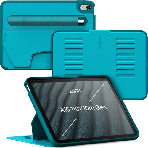 Image of ZUGU CASE Ultra Slim Protective Case Designed for iPad 11-inch (11th Gen, A16 2025) / iPad 10.9-inch (10th Gen, 2022) Wireless Pencil Charging, Convenient Magnetic Stand (Auto Sleep /Wake) - Aqua