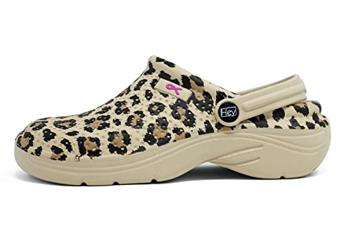 Hey Medical Uniforms Womens Lightweight SlipOn Nursing Clogs Leopard EVA Support Shoes for Work & Garden Size 8
