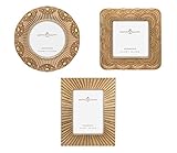 GIFTY GIFTY Classic Gold 1920s Mini Frame Set/Set of 3/2.5x2.5 & 2.5x3.5 In | For Tabletop Display | Perfect for Home Decor, Wedding, Graduation, Or Milestone Photos