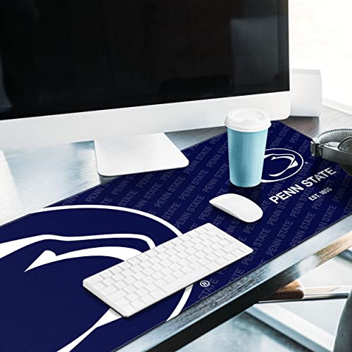 Image of YouTheFan NCAA Penn State Nittany Lions Logo Series Desk Pad | Water And Stain Resistant, Heavy-Duty Non-Slip Rubber Backing, Stitched Edge, Fits Under Mouse, Computer And Keyboard