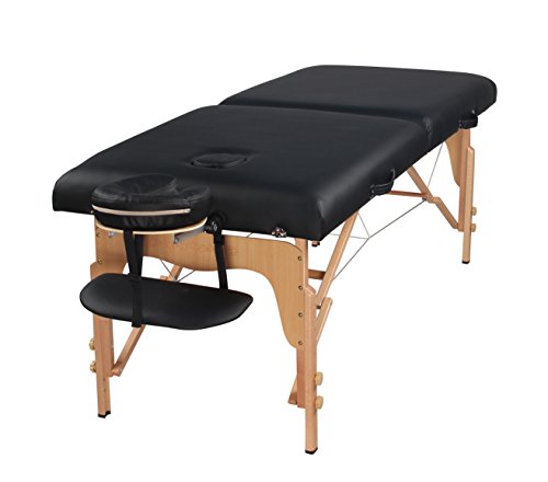 Heaven Massage Extra Wide 3" Portable Folding Massage Table Comfort Series w/Carry Case & Strap – Black
