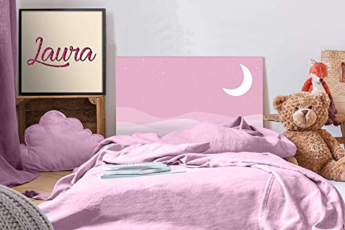 Oedim Cabecero Cama PVC Infantil Noche Rosa 100x60cm | Disponible en Varias Medidas | Cabecero Ligero, Elegante, Resistente y Económico