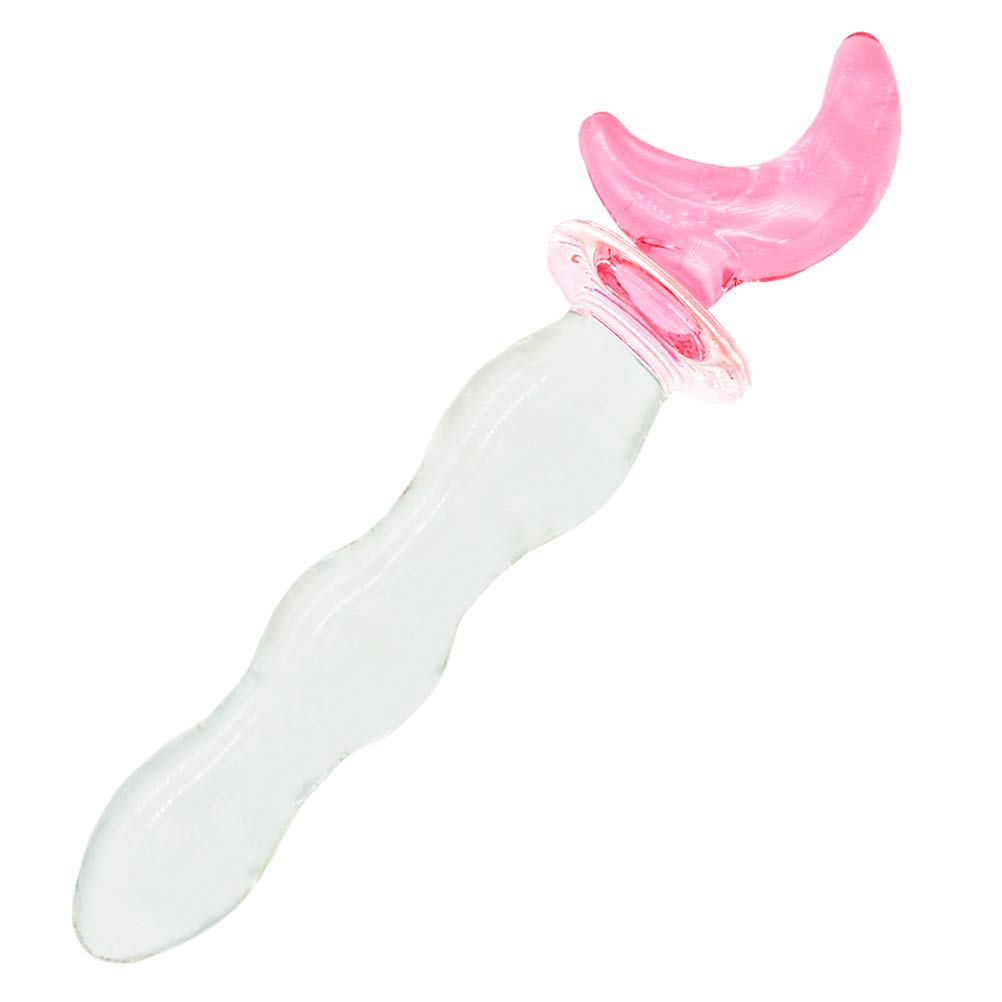 Adult G-spot Dildo Crystal Glass Sex Toys Pleasure Wand (Pink Star): Pink Half-moon