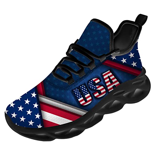 Ciadoon American Flag Shoes for Women Men Road Running Athletic Walking Tennis Sneakers 4th of July Shoes Gifts2