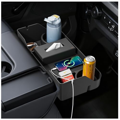 PICURA 2026 Upgraded Front Center Seat Headrest Organizer Compatible with 2011-2025 Ford F150 F250 F350 F450 F550 F650 Accessories Center Console Organizer Storage Tray(Jump Seat Console Only)
