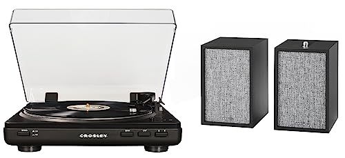 Image of Crosley KT400B-BK Fully Automatic Bluetooth 2-Speed Turntable Record Player with S200A Stereo Speakers, Black