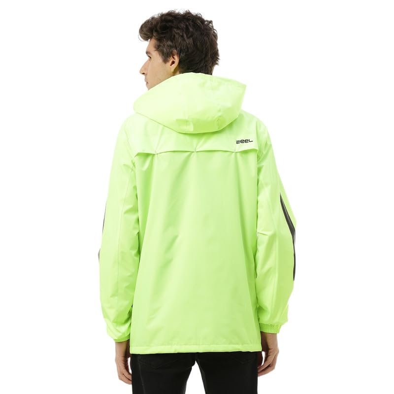 Image of ZEEL Rain Coat for Men Waterproof for Bike Riders with Adjustable Hood and Pocket,Waterproof Raincoat with Polyester Jacket, Pants and Carrying Pouch,AZ18