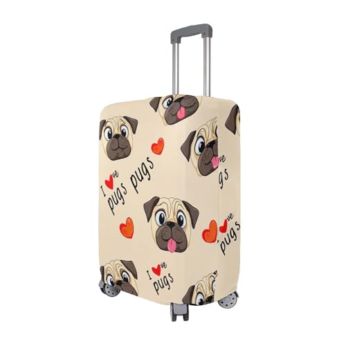 Joisal Luggage Covers for Suitcase Protectors Cute Cartoon Pug Khaki Anti-scratch Suit Case Travel Essentials for Women, XL, Fits 29-32 Inch Case3