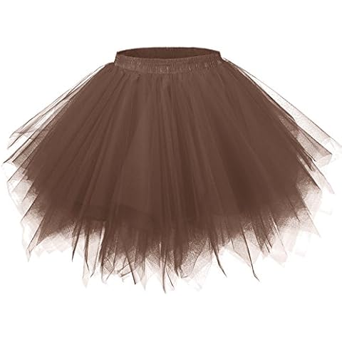 Girstunm Women's 1950s Vintage Petticoats Bubble Tutu Dance Half Slip Skirt Chocolate 2XL Cover