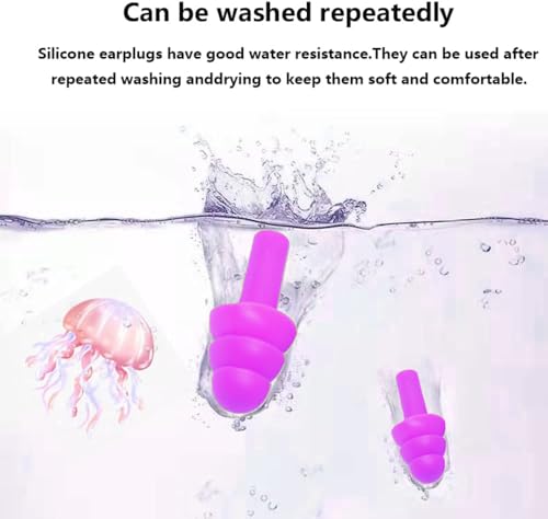 Image of Ear Plugs for Sleeping, 8 Pairs Noise Canceling Soft Reusable Silicone Earplugs Waterproof Noise Reduction Earplugs for Sleeping, Swimming, Snoring, Concerts, Work, Noisy Places